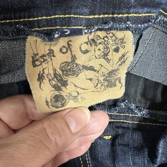 Era of Chaos Dark Wash‎ Denim Straight Leg Skinny Stretch Button Fly Overalls 28 - Picture 8 of 12